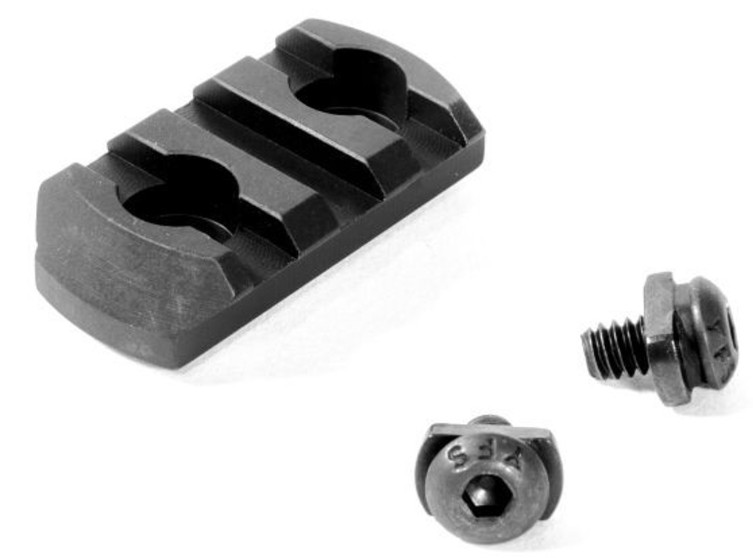 Black metal rail mount with two screws