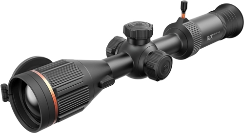 Black rifle scope with adjustment turrets