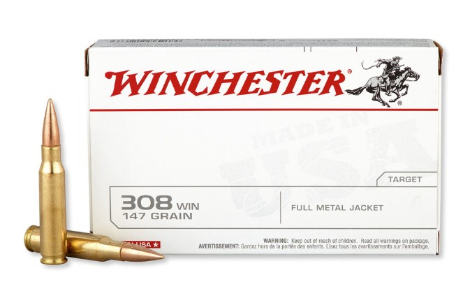 Winchester .308 Win ammunition box and cartridges