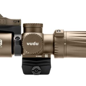 Tan EOTech Vudu rifle scope with red dot