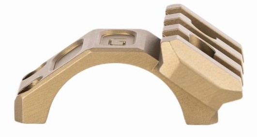 Gold machined metal bracket with stepped top