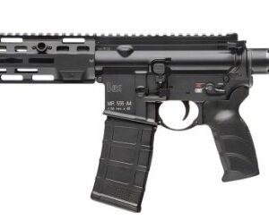 Black AR-style semi-automatic rifle on white background
