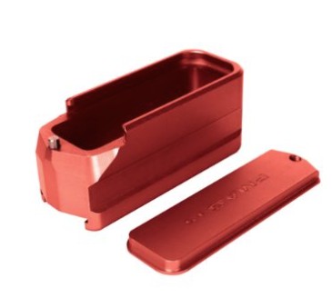 Red anodized aluminum enclosure with removable lid