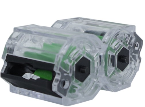 Transparent dual-hole pencil sharpener with green interior