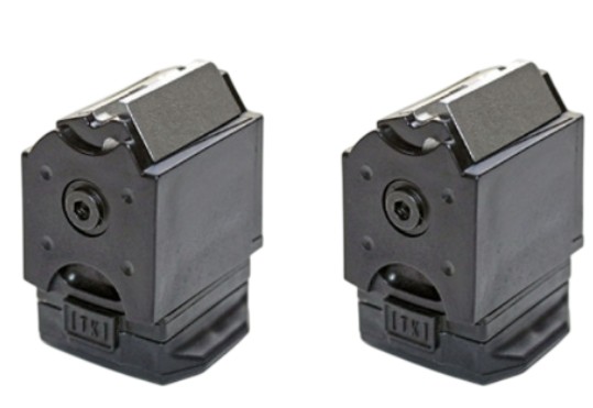 Two black rifle magazines side by side