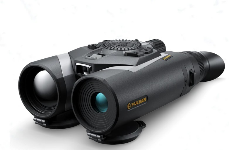 Pulsar thermal imaging binocular device on white background