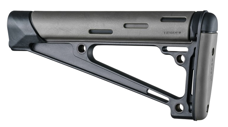 Adjustable tactical rifle stock in black finish