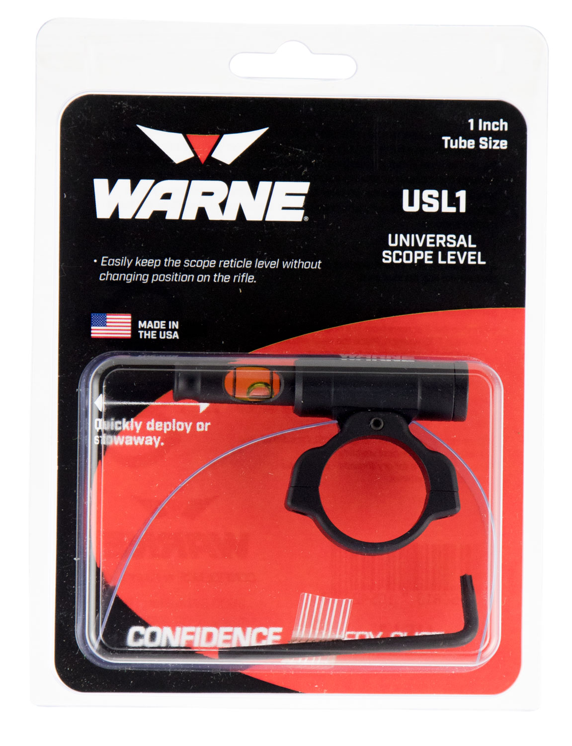 Warne universal scope level in retail packaging