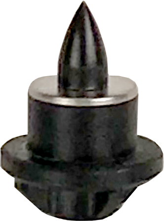 Metal rivet with pointed tip and flange base