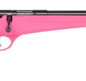 Pink bolt-action rifle on white background