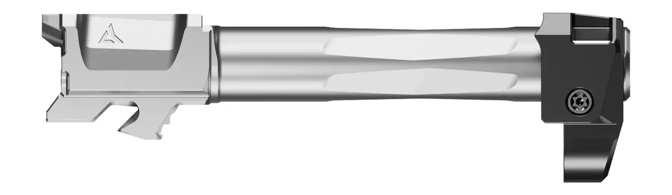 Metal handgun barrel with attached compensator