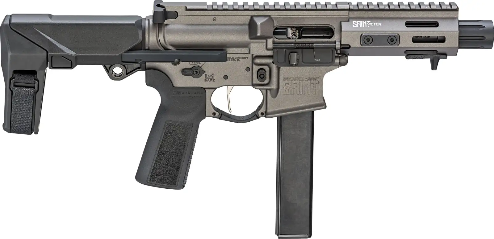 Compact AR-style pistol with extended magazine