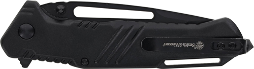Black folding utility knife on white background