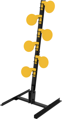 Steel dueling tree target with yellow paddles