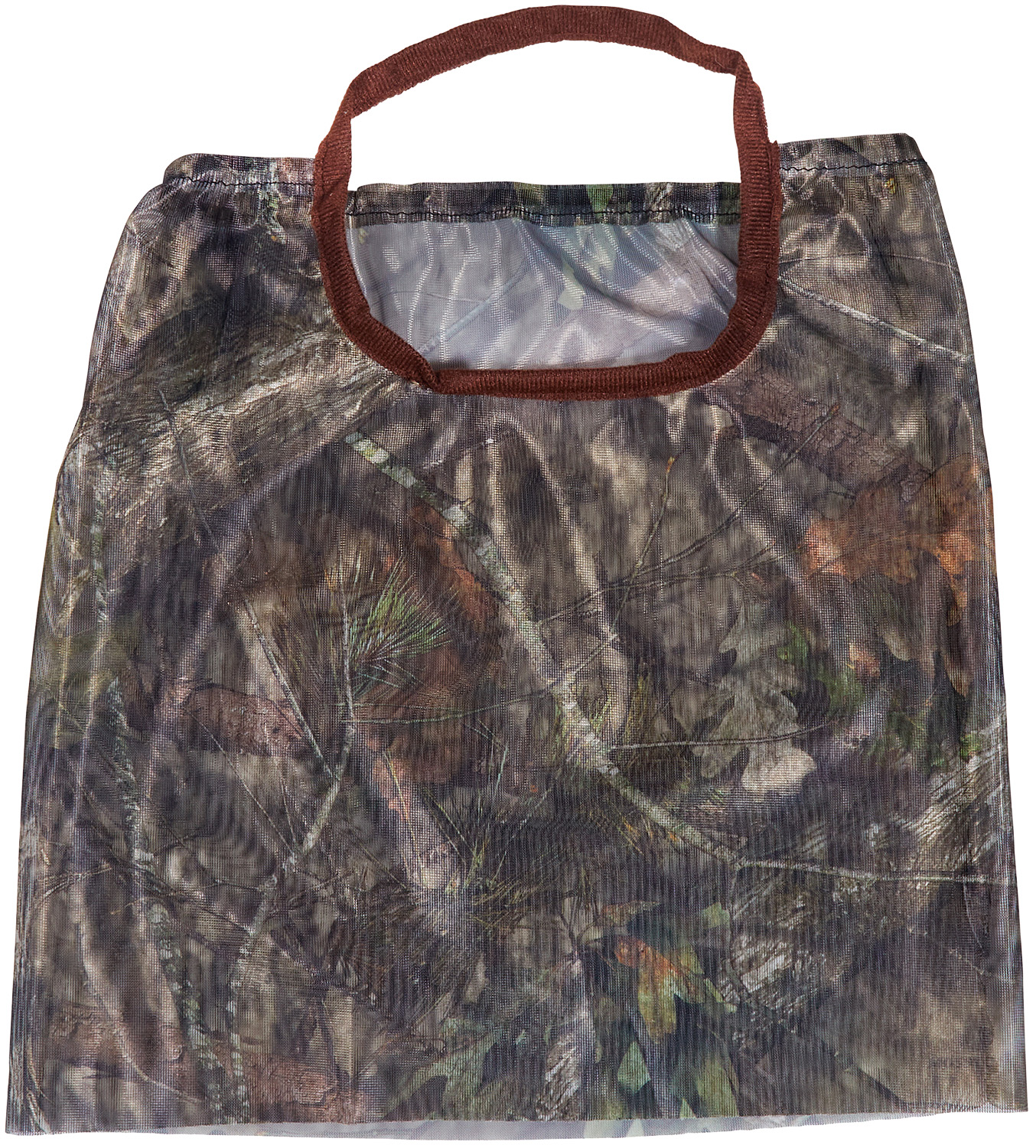 Camouflage mesh tote bag with brown handle