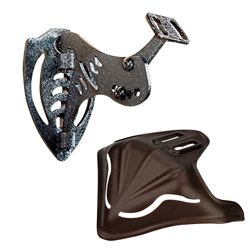 Decorative metal latch and brown plastic handle