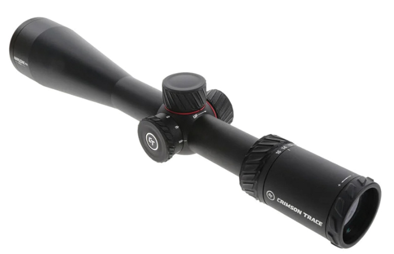 Black rifle scope with adjustment turrets