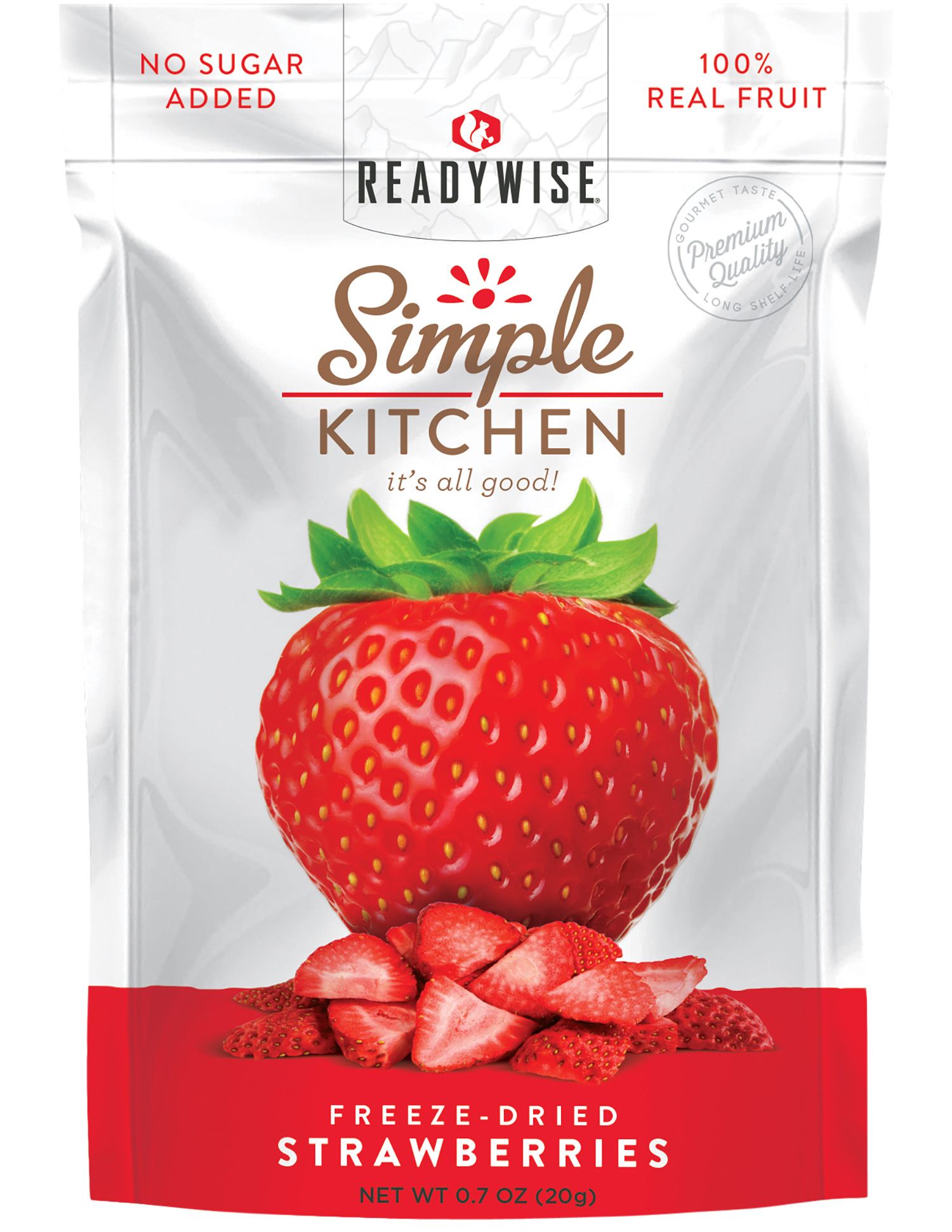Freeze-dried strawberries package with large strawberry image