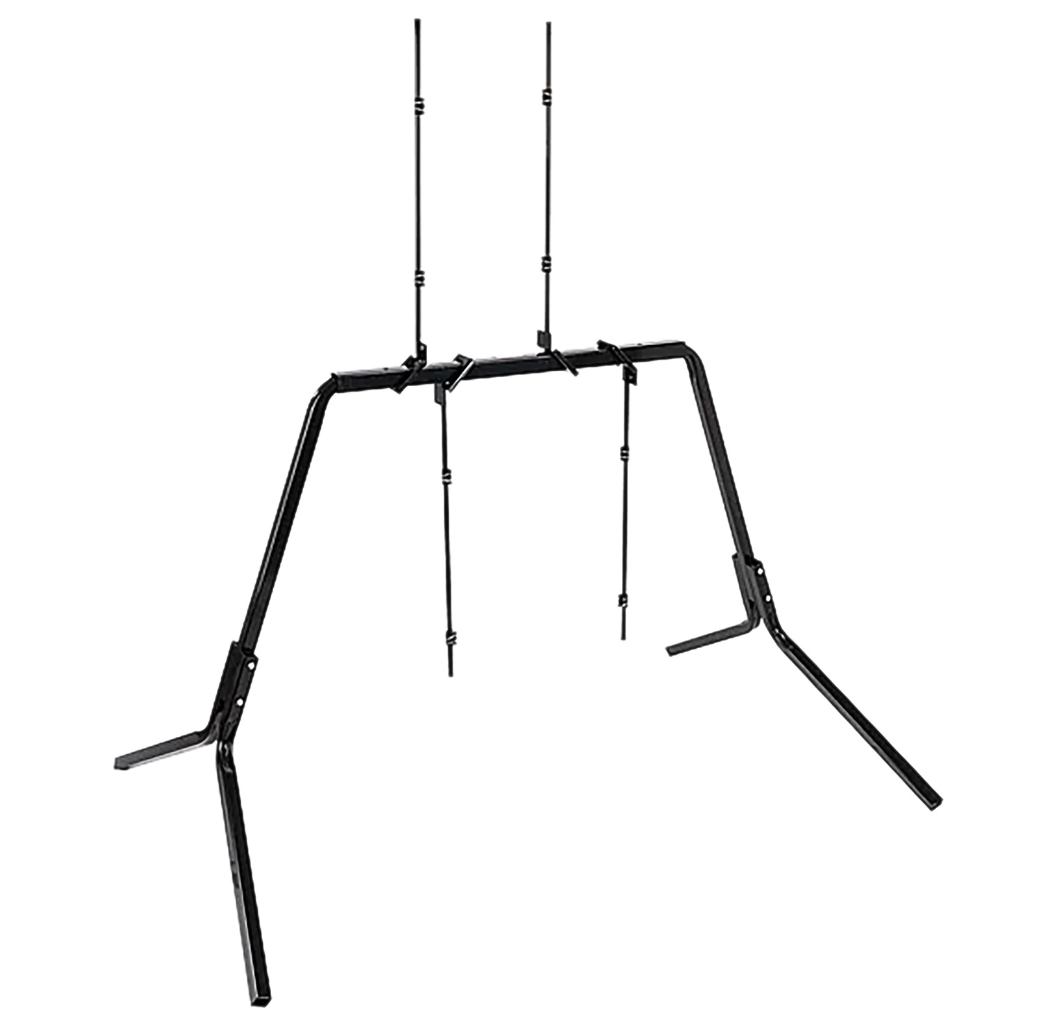 Black metal frame stand with adjustable vertical rods