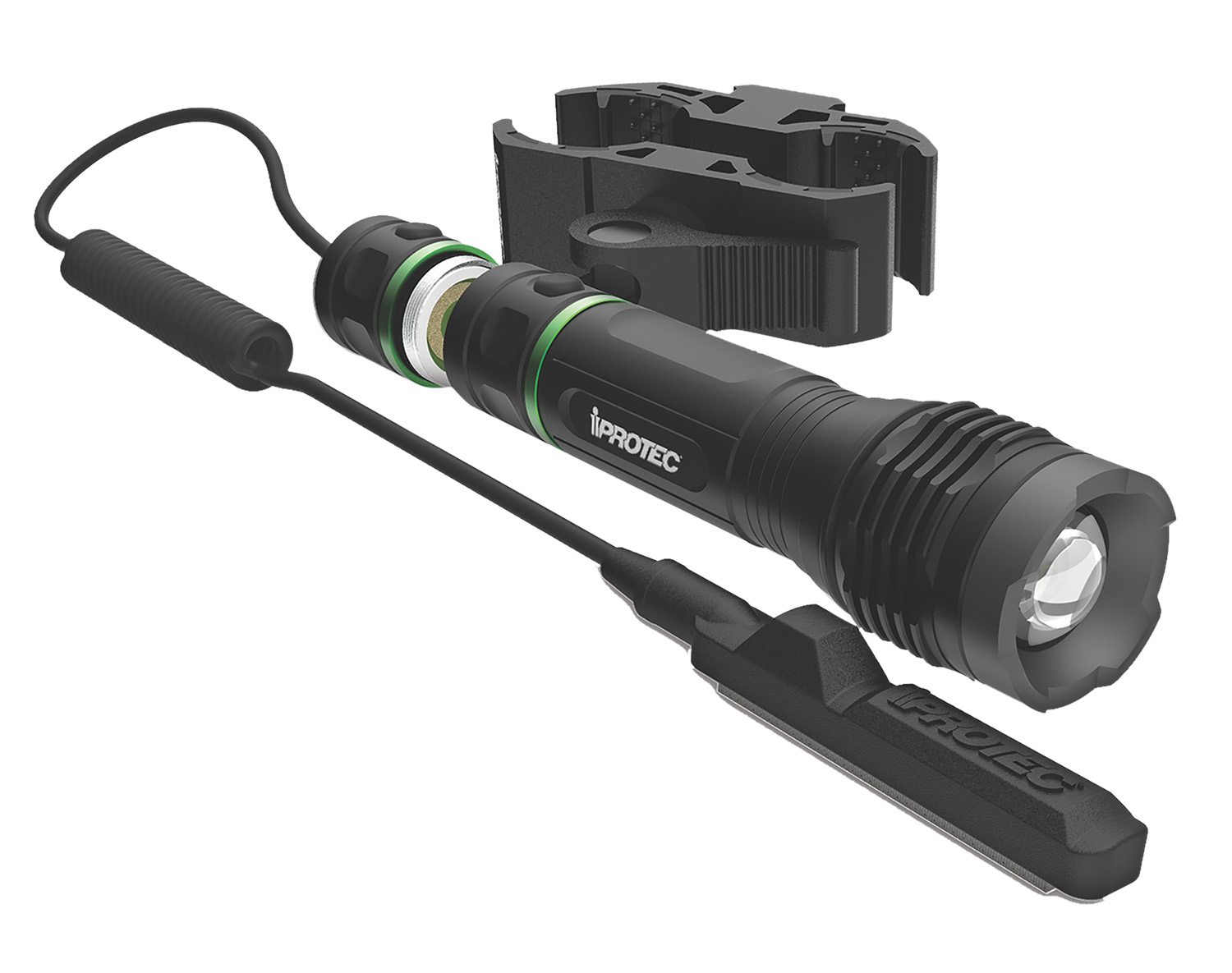 iProtec tactical weapon-mounted flashlight with pressure switch