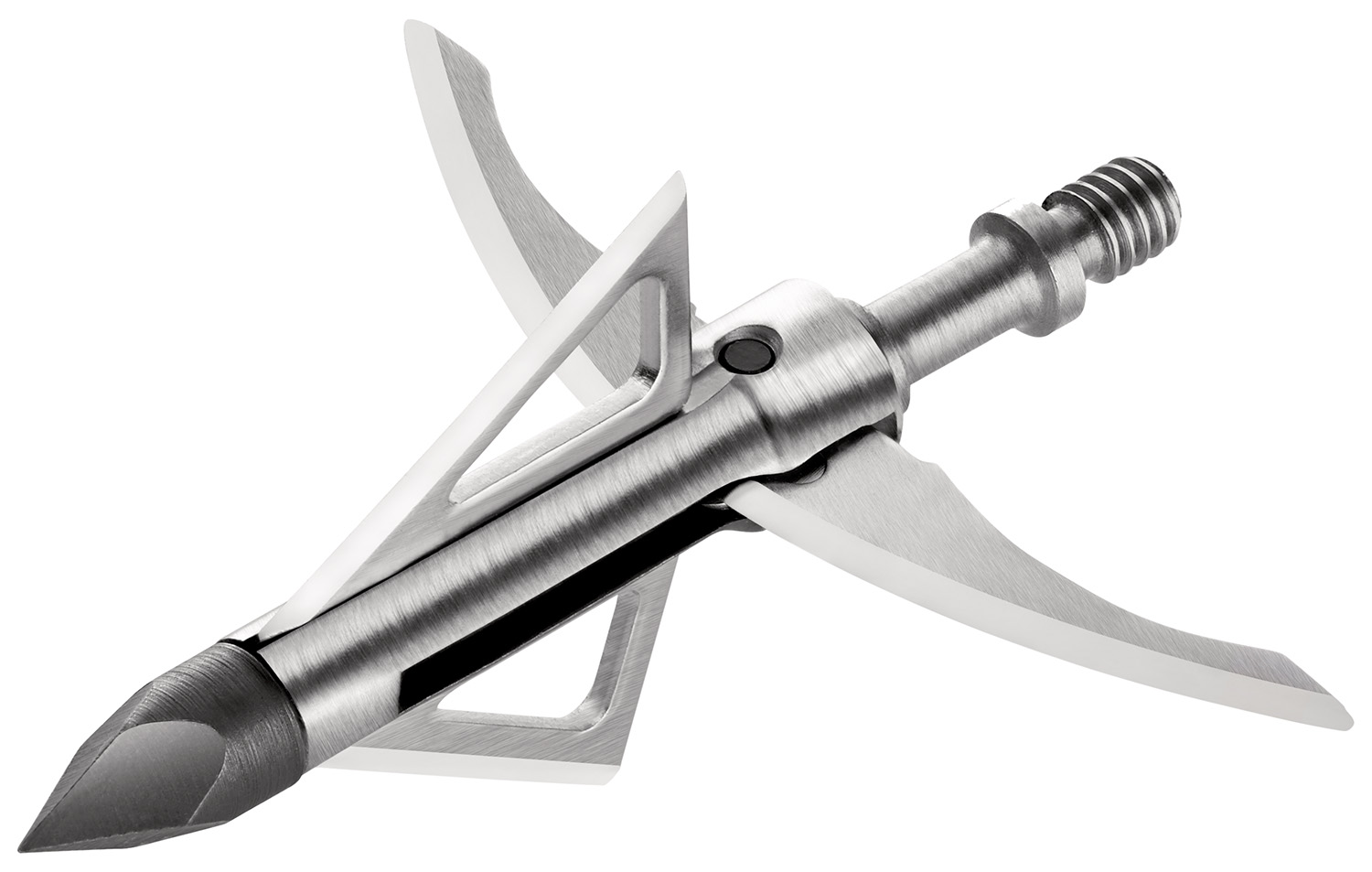 Stainless steel mechanical broadhead arrowhead with blades
