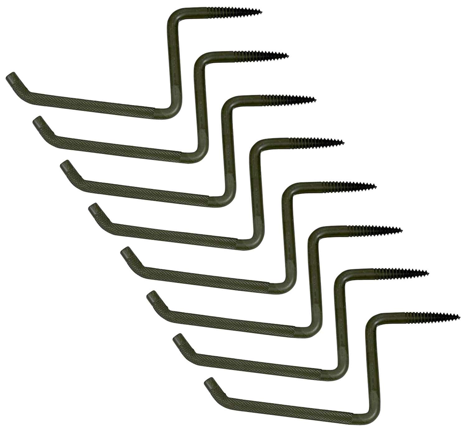 L-shaped metal screw-in handles on white background