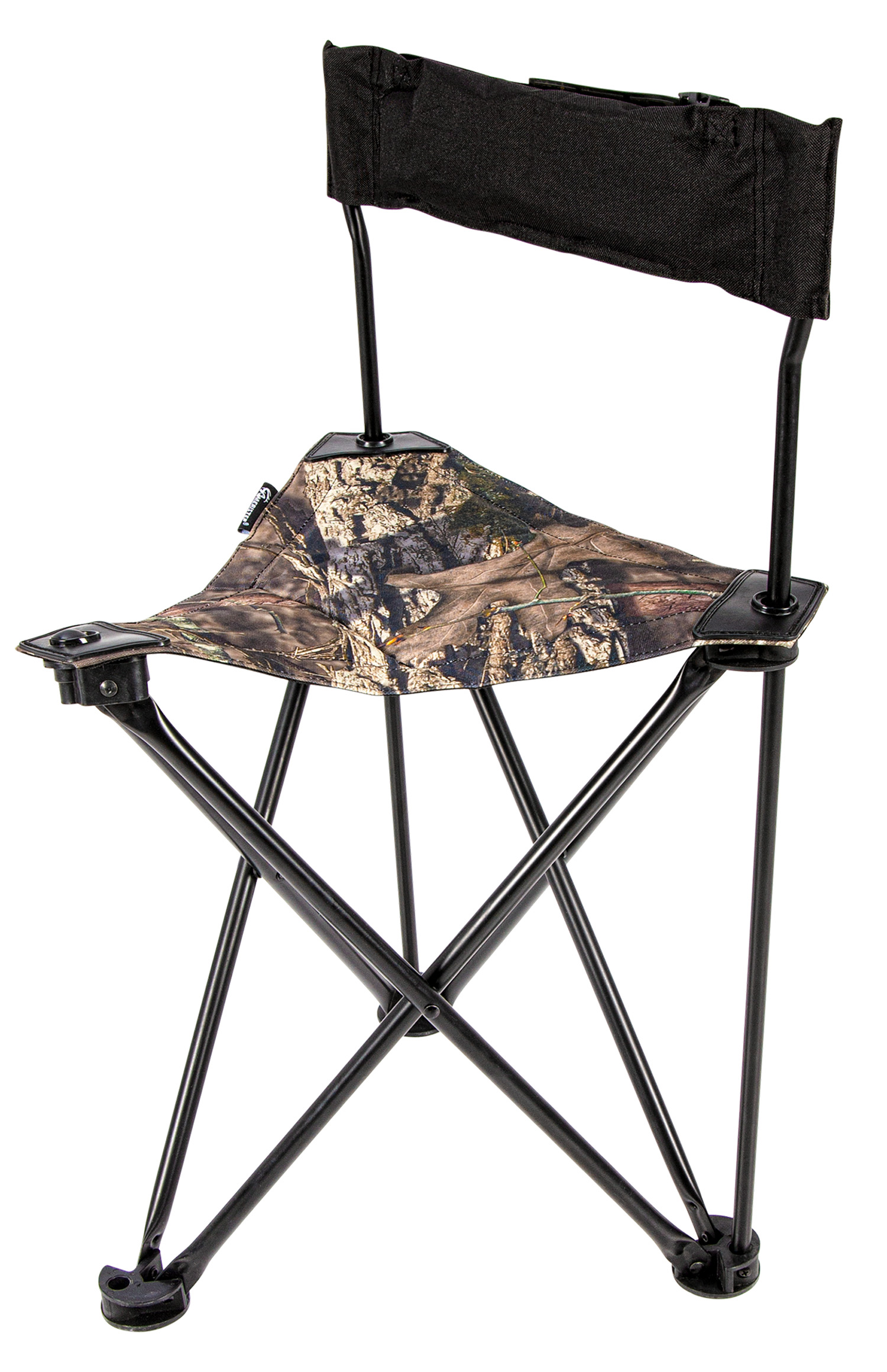 Camouflage folding camping chair with black metal frame