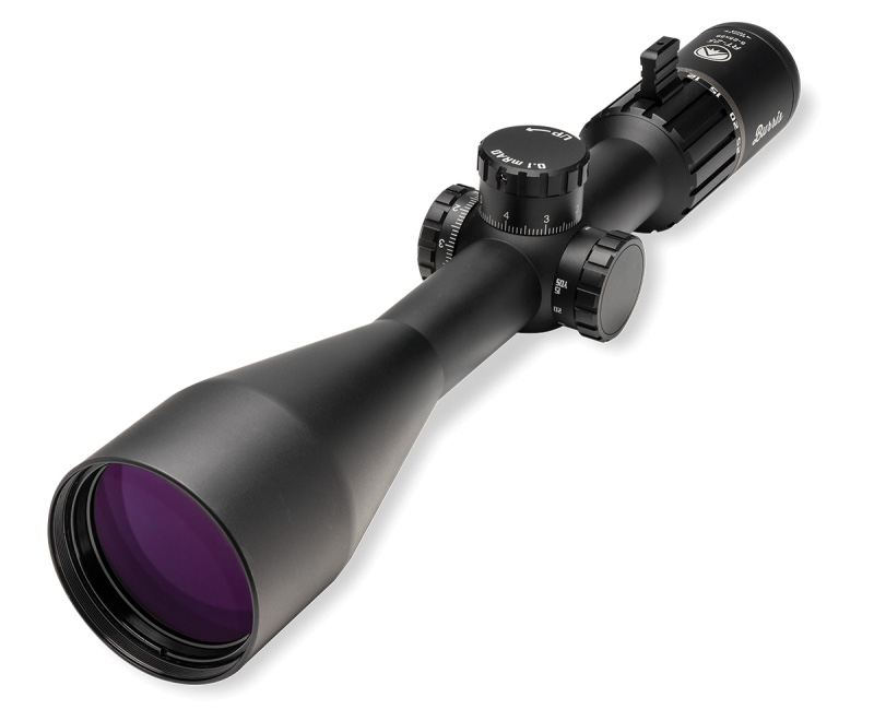 Black rifle scope with large objective lens