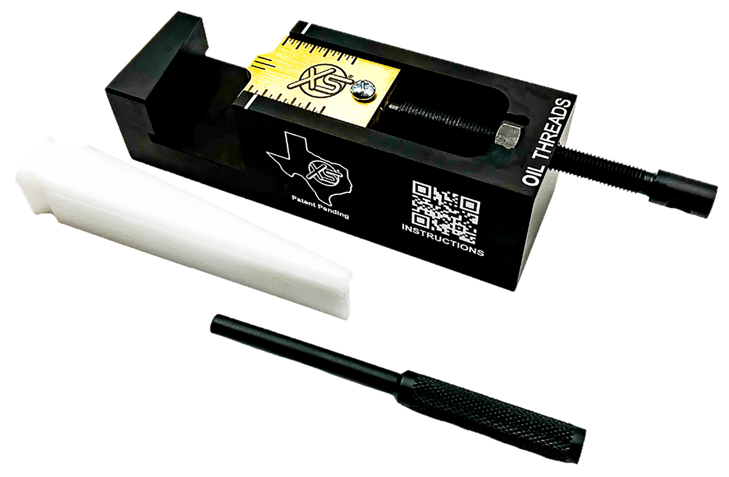 Black metal oil thread jig with punch tool