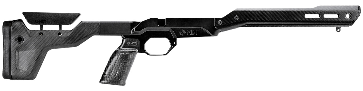 Black carbon fiber rifle chassis stock