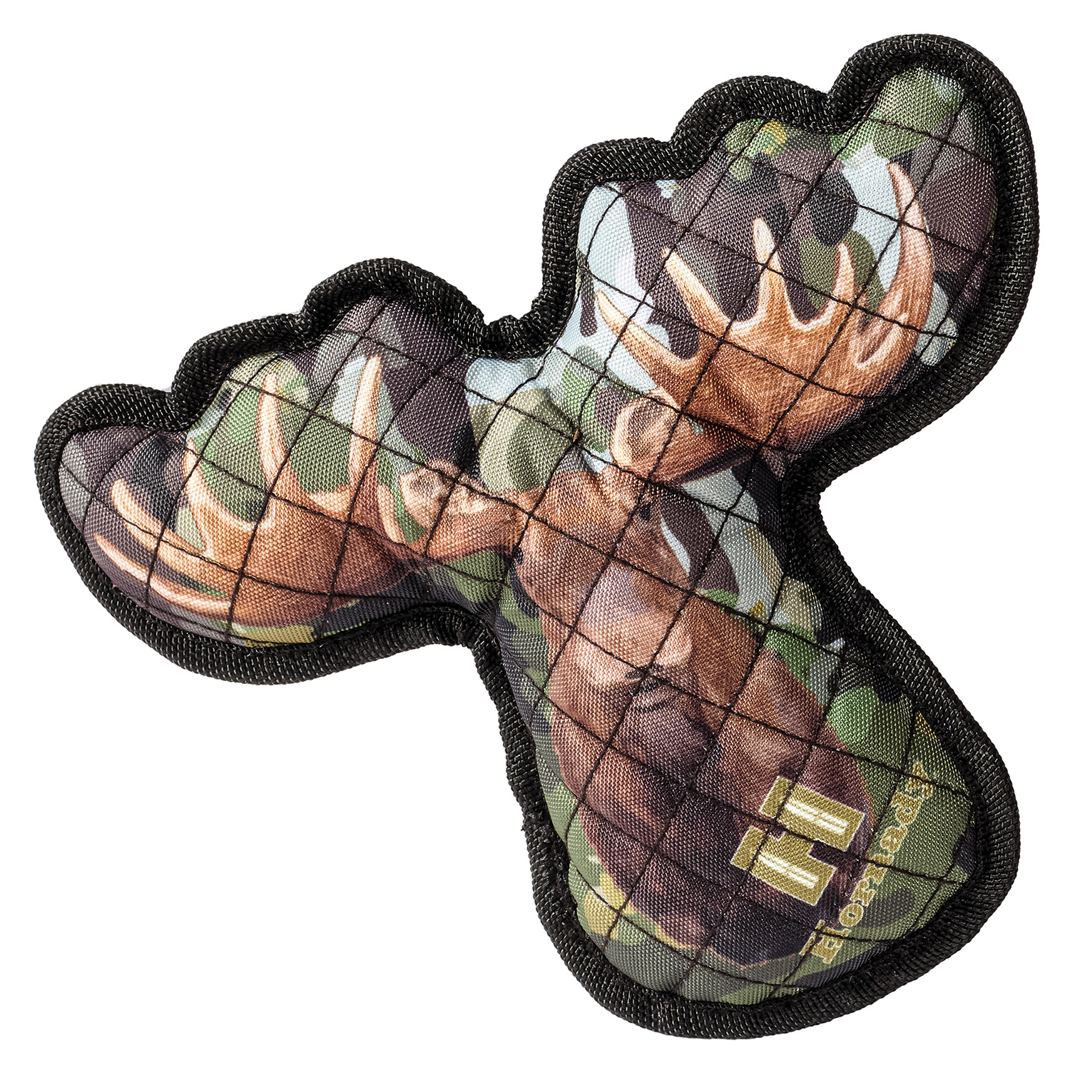 Camouflage moose-shaped quilted dog toy