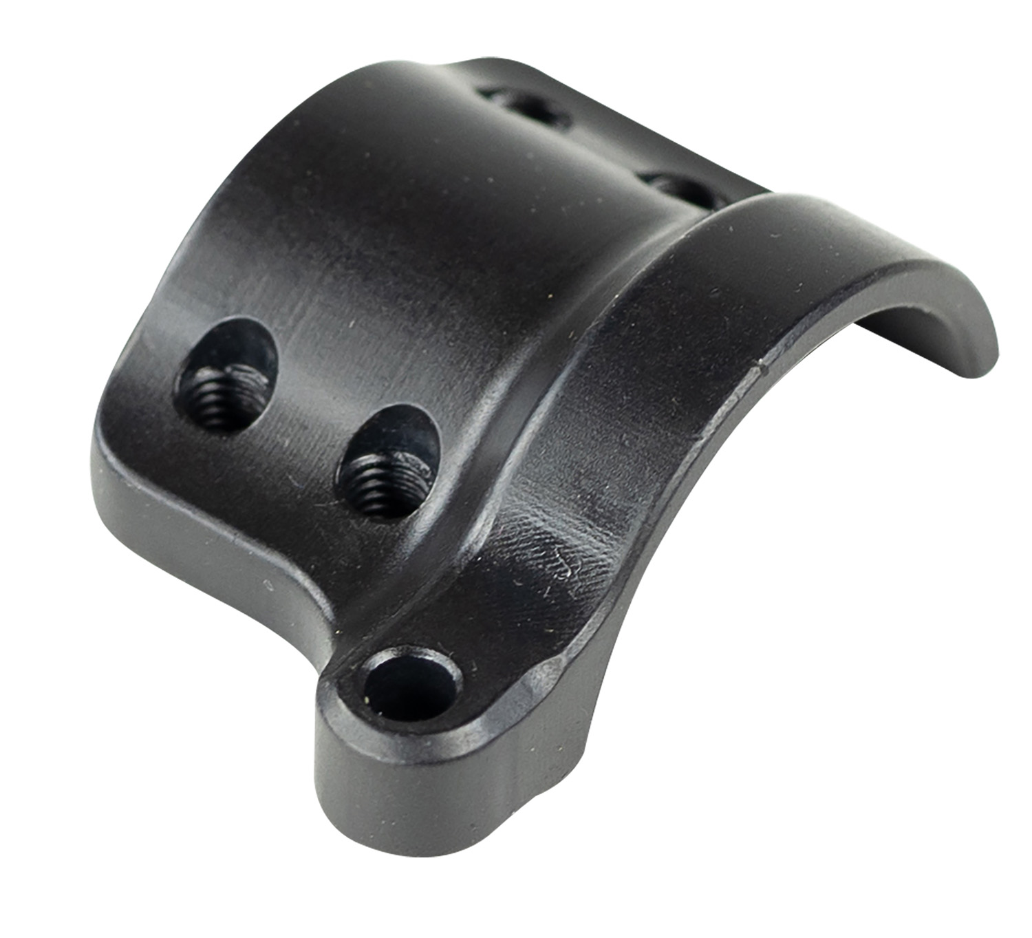 Black metal mounting clamp with threaded holes