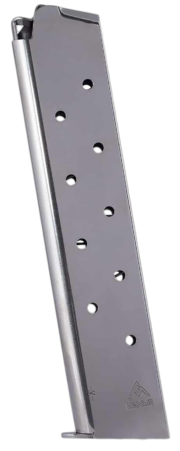 Stainless steel handgun magazine with witness holes