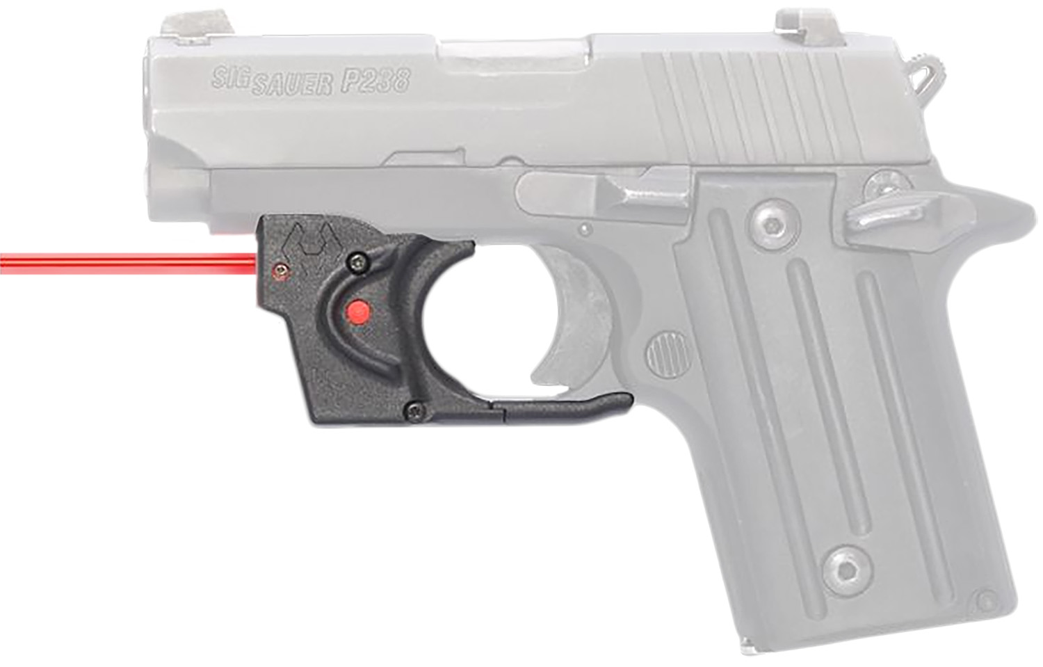 Handgun with trigger-mounted red laser sight