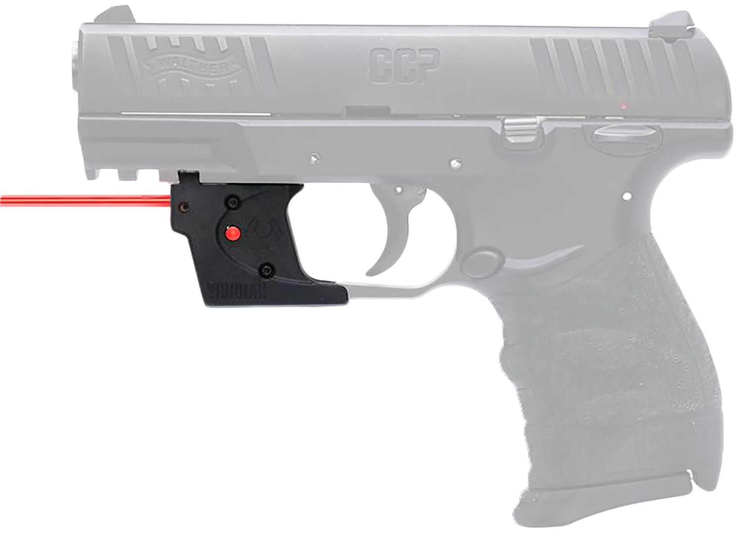 Handgun with mounted red laser sight attachment