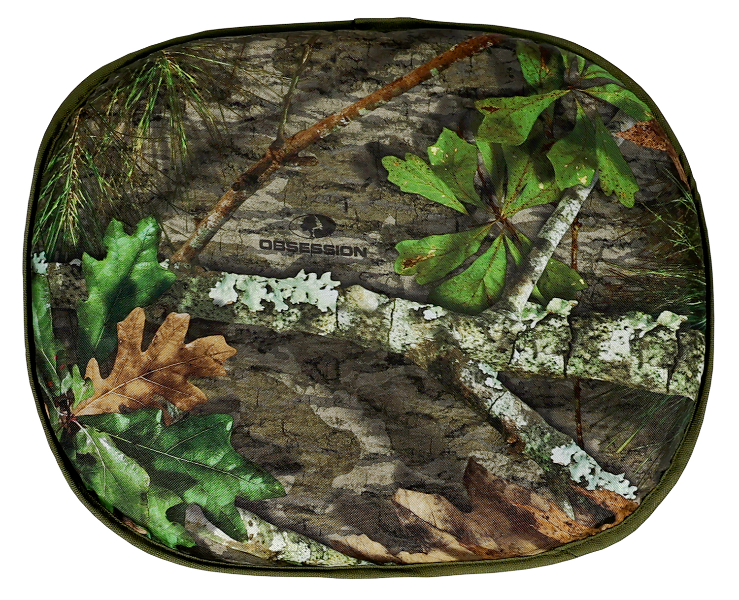 Camouflage seat cushion with leaves and branches
