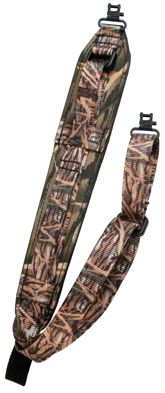 Camouflage rifle sling with adjustable black clips