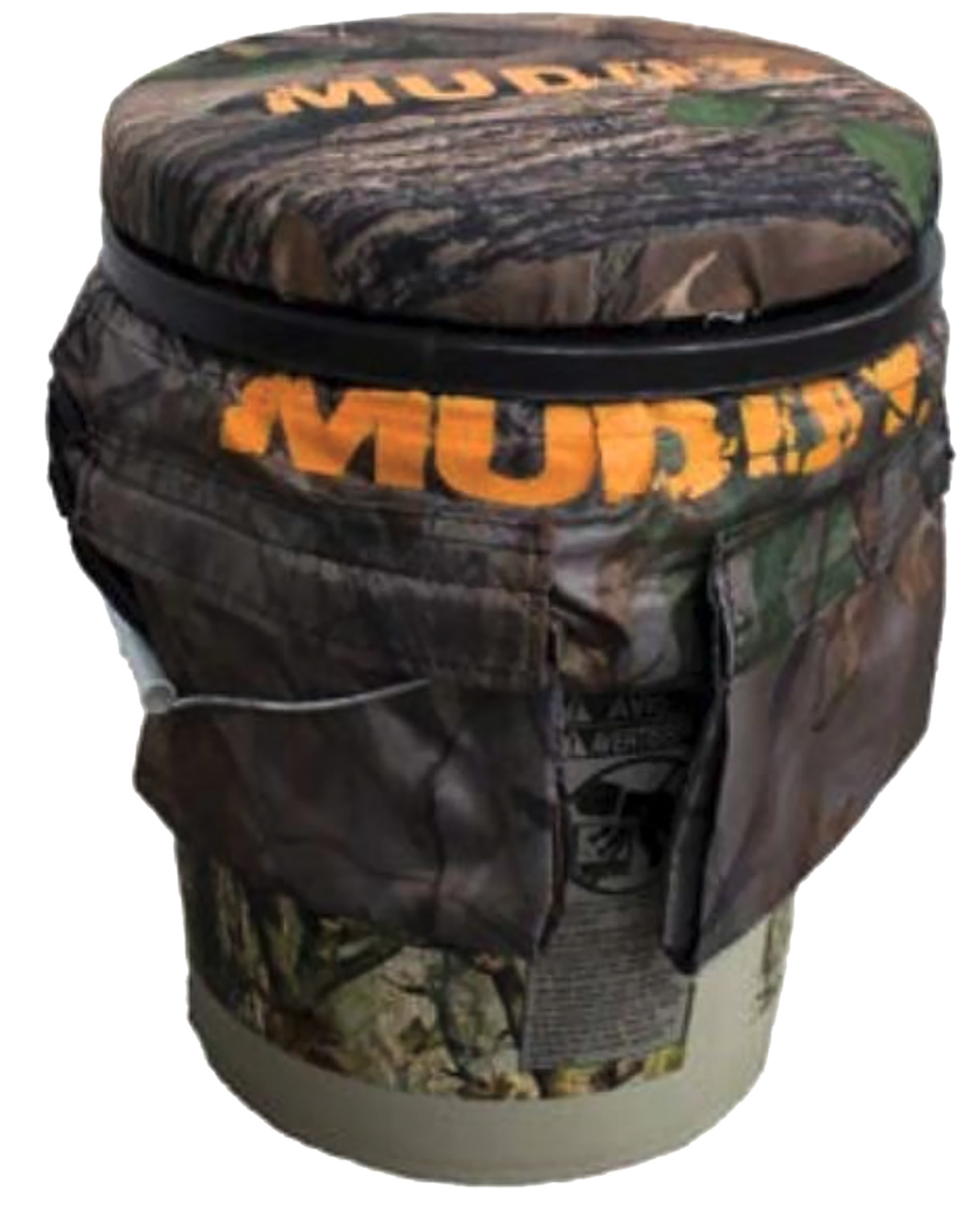 Camouflage hunting bucket with padded swivel seat