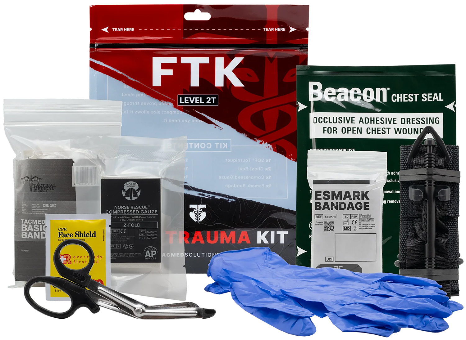 Level 2 trauma kit with medical supplies