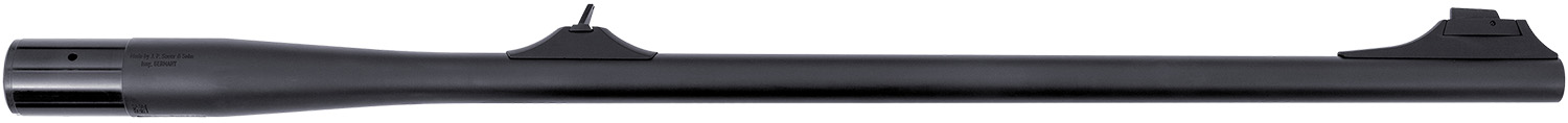 Black rifle barrel with front and rear sights