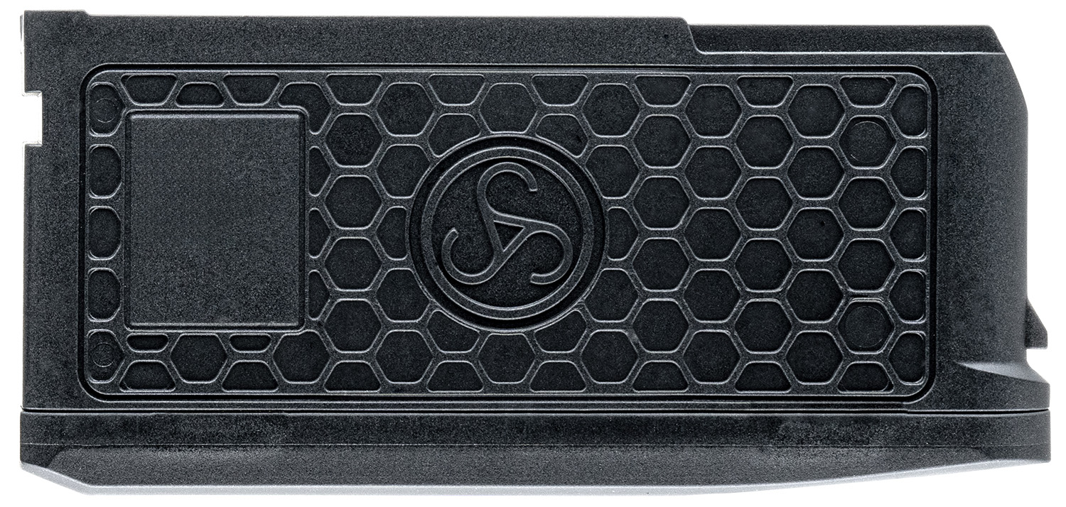 Black textured firearm magazine base plate extension