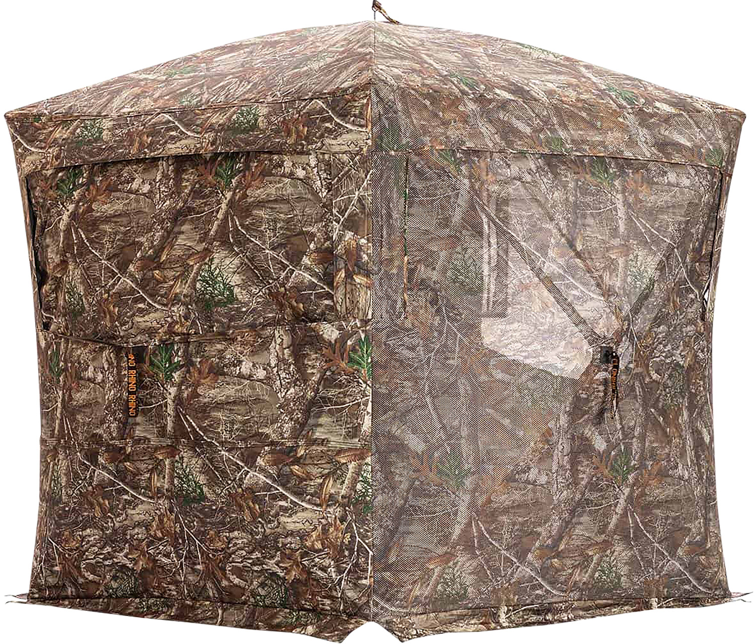 Camouflage pop-up hunting blind with mesh window