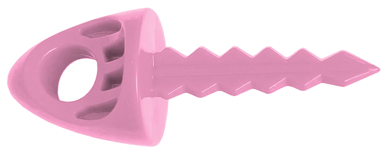 Pink plastic drywall anchor with serrated body