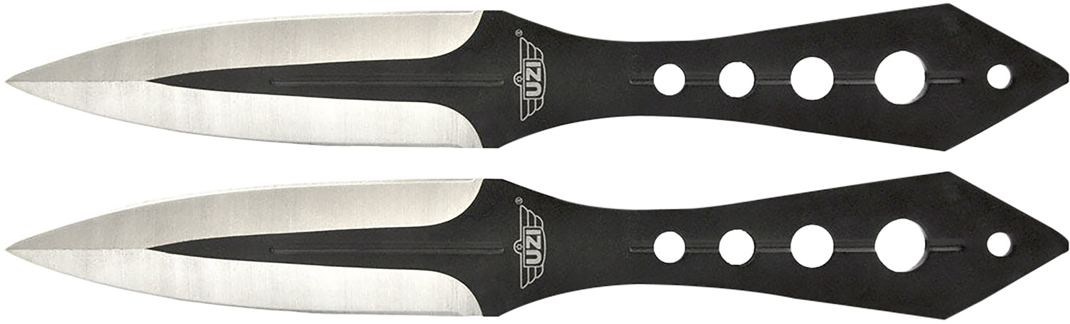 Two black and silver throwing knives