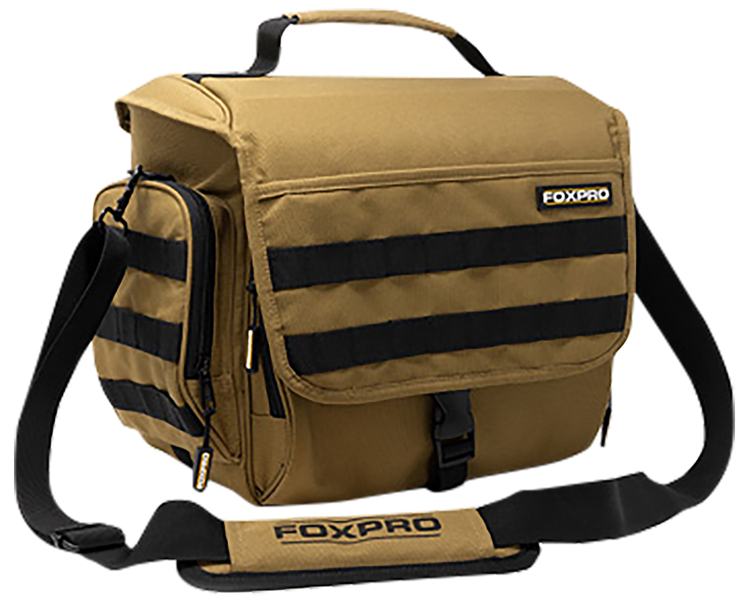 Tan tactical shoulder bag with black straps
