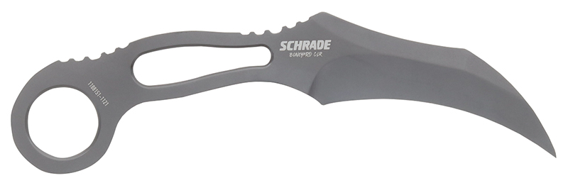 Schrade fixed-blade karambit knife with finger ring