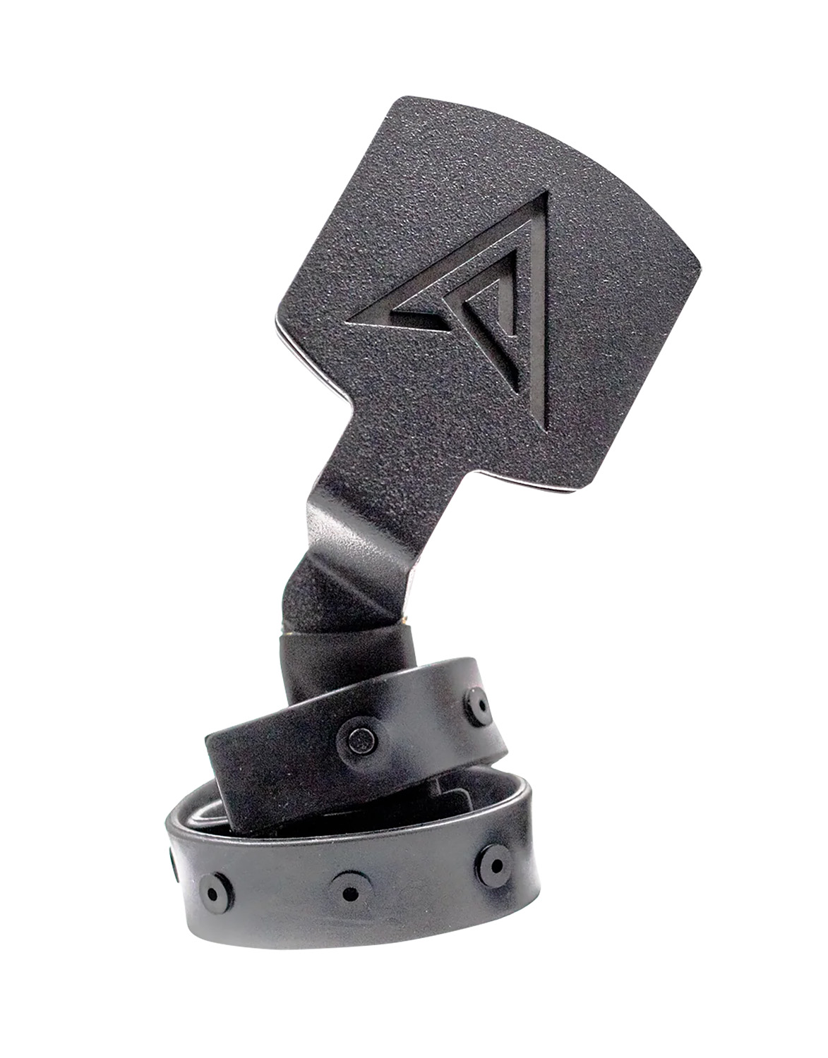 Black metal key with triangular logo