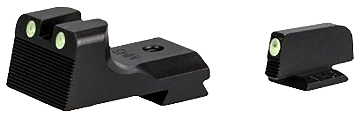 Handgun iron sights with green dot inserts