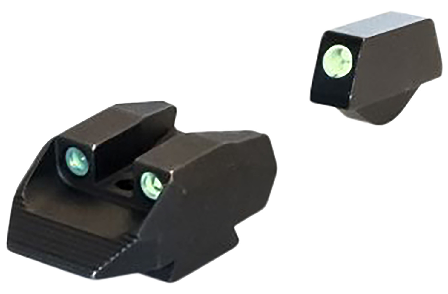 Handgun night sights with green tritium dots