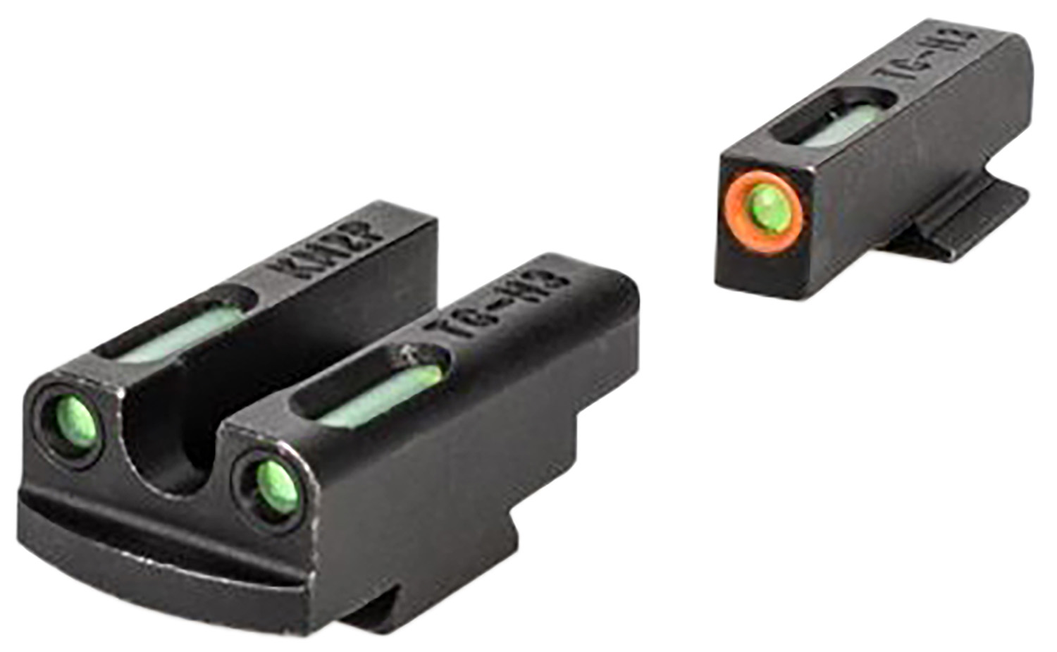 Fiber optic front and rear pistol sights